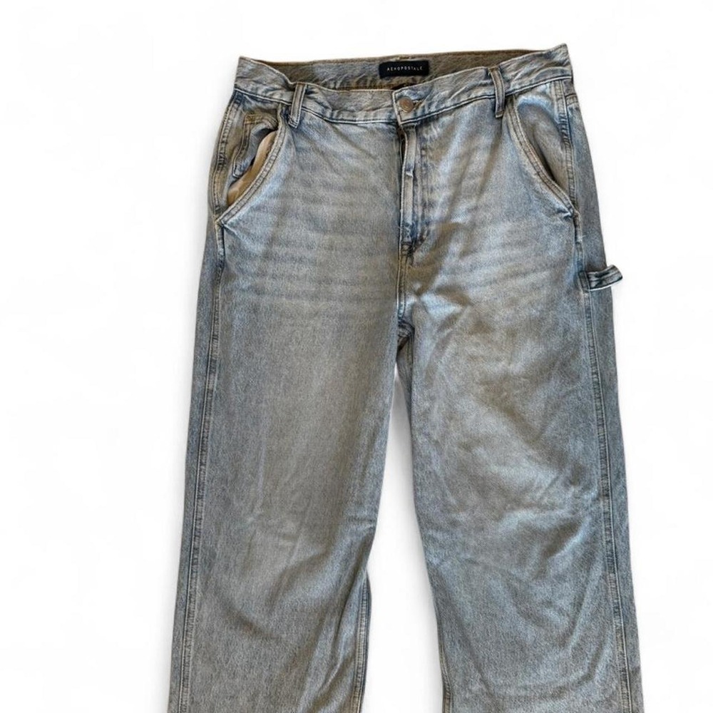 Aeropostale 90s Baggy Carpenter Jeans Light Wash Blue Denim Womens 12 Regular